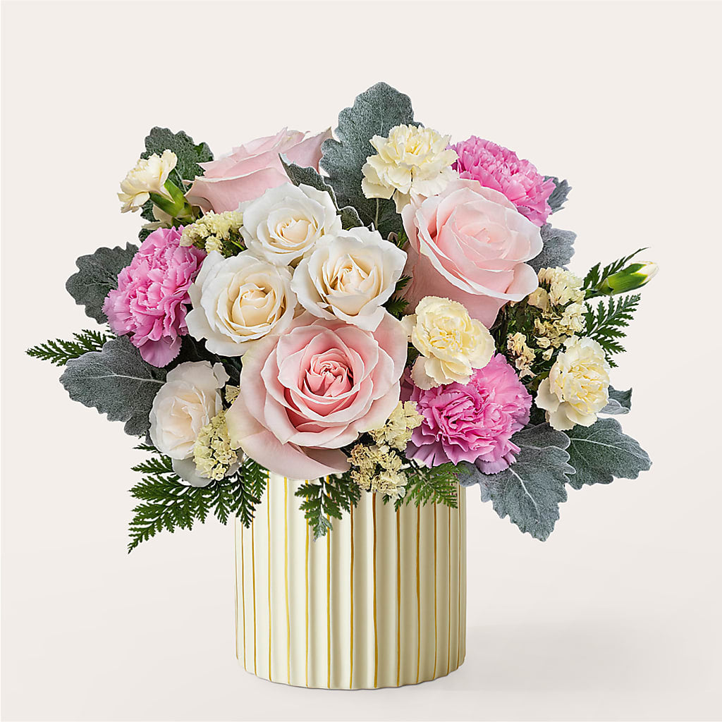 Blissful Moments Bouquet with Ivory Vase – Rosasxyasmin, Phoenix AZ