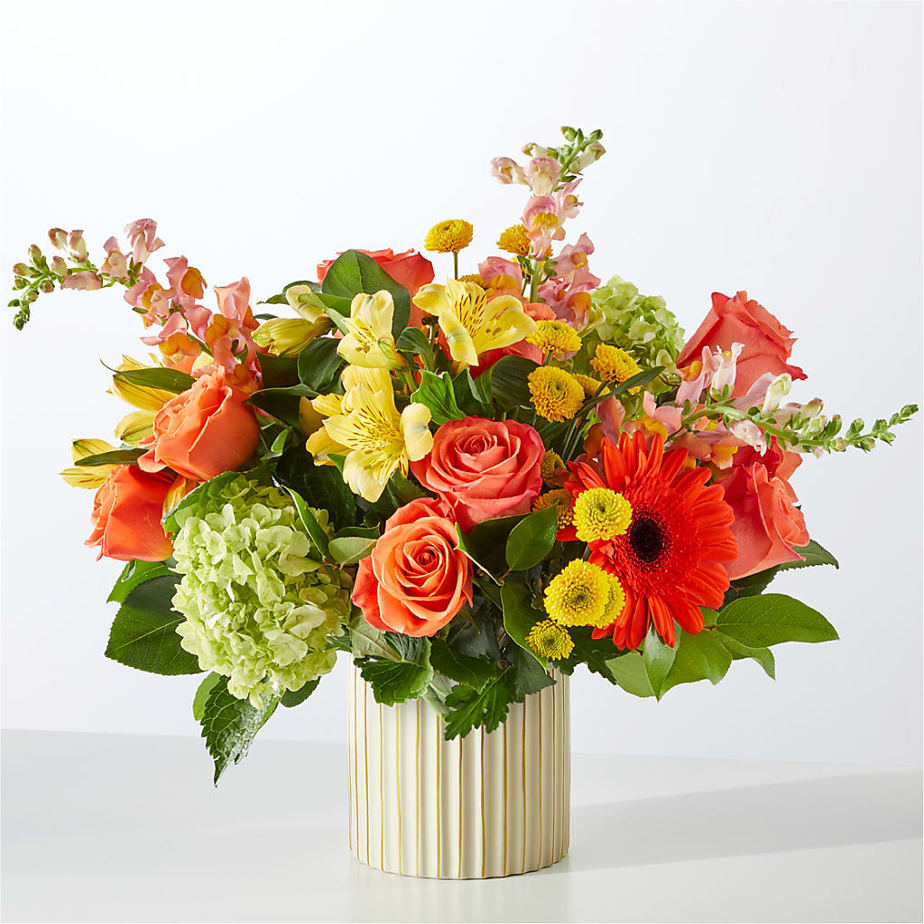 Autumn Sunshine Bouquet with Ivory Vase – Rosasxyasmin, Peoria AZ