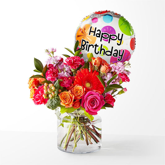 Fiesta Bouquet with Birthday Balloon –  Rosasxyasmin, Phoenix AZ