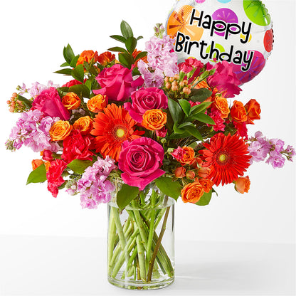 Fiesta Bouquet with Birthday Balloon –  Rosasxyasmin, Phoenix AZ