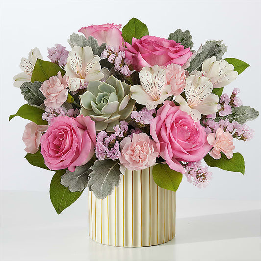 Dusty Rose Bouquet with Ivory Vase –  Rosasxyasmin, Phoenix AZ