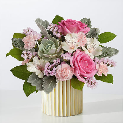 Dusty Rose Bouquet with Ivory Vase –  Rosasxyasmin, Phoenix AZ