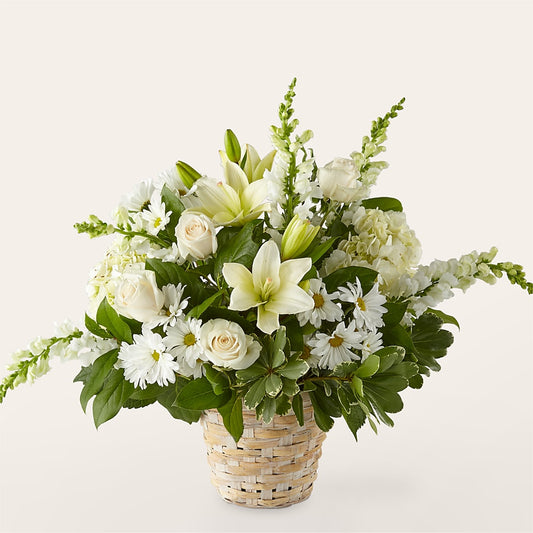 Ivory Elegance Floral Basket –  Rosasxyasmin, Phoenix AZ
