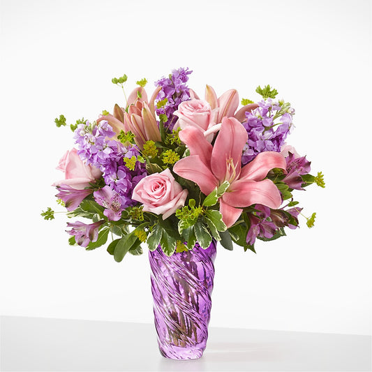 Precious Petals Bouquet with Luxe Swirl Vase –  Rosasxyasmin, Phoenix AZ