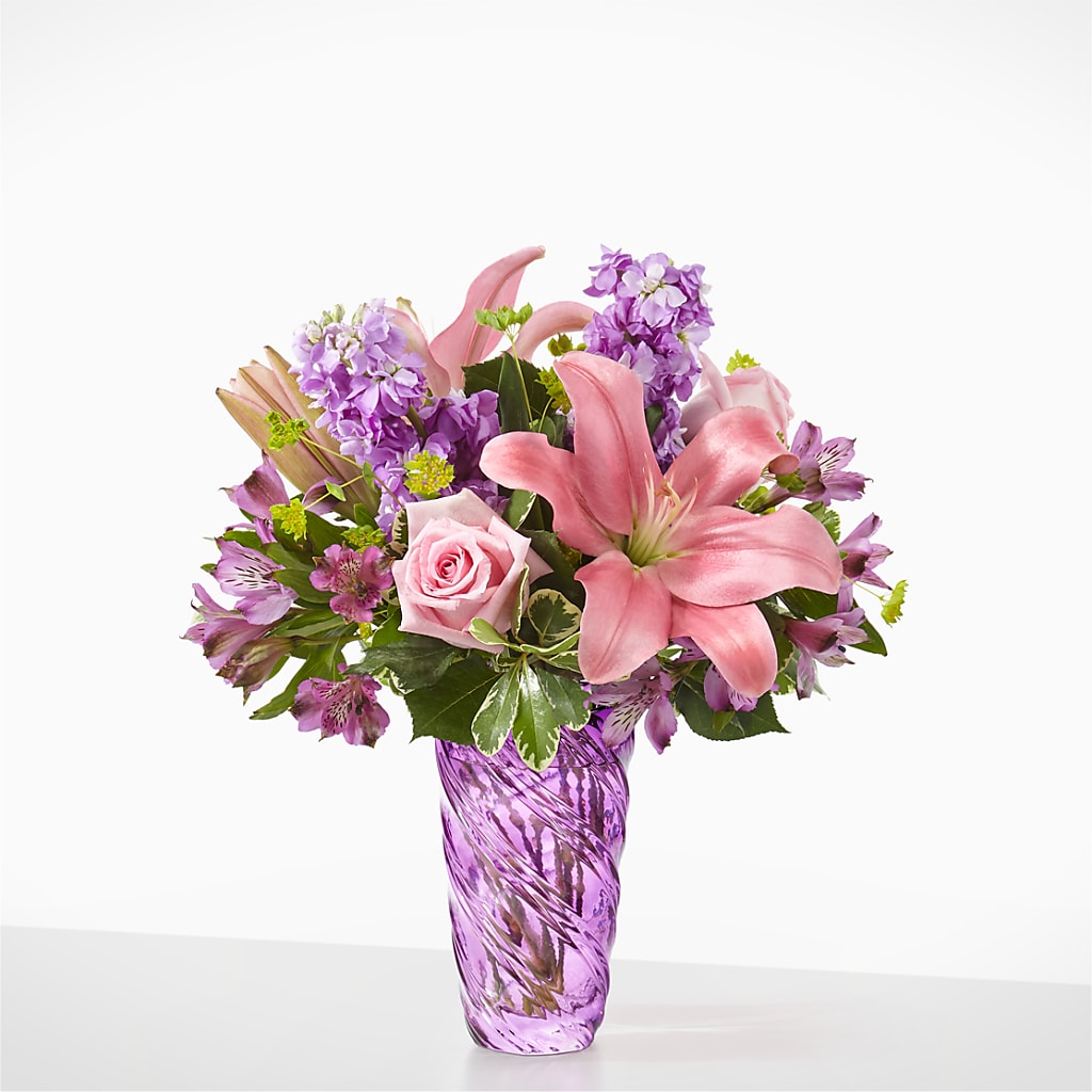 Precious Petals Bouquet with Luxe Swirl Vase –  Rosasxyasmin, Phoenix AZ