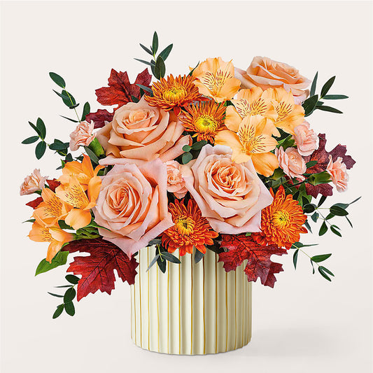 Spiced Latte Bouquet with Ivory Vase –  Rosasxyasmin, Peoria AZ
