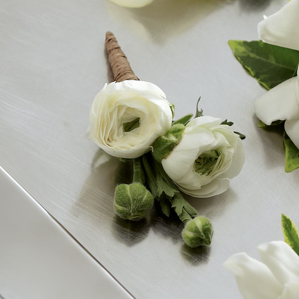 White Ranunculus Boutonniere –  Rosasxyasmin, Phoenix AZ