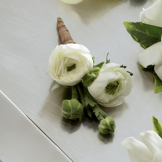 White Ranunculus Boutonniere –  Rosasxyasmin, Phoenix AZ