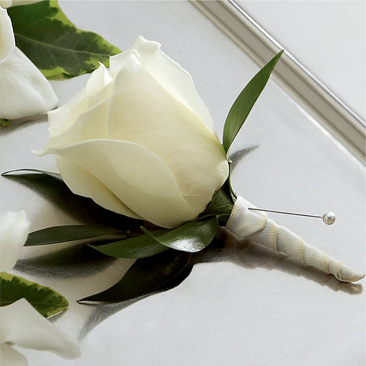 White Rose Boutonniere –  Rosasxyasmin, Phoenix AZ