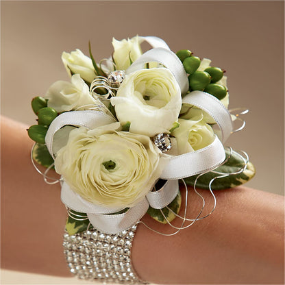 White Wedding Corsage –  Rosasxyasmin, Phoenix AZ
